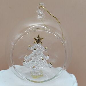 Vintage Hand Blown Glass Christmas Ornament with Gold Accents